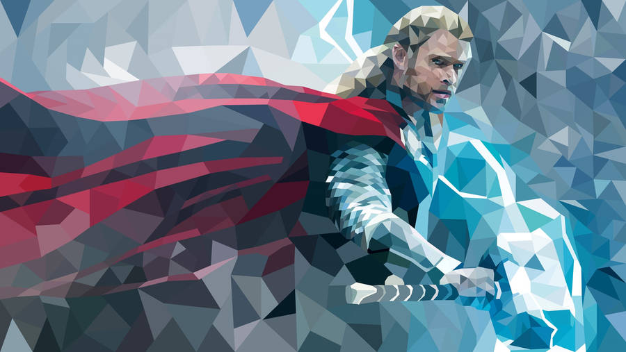 A Polygon Art Of Thor Superhero Wallpaper