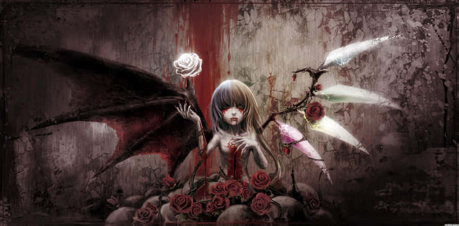 A Psycho Anime Girl With A Disturbed Expression Wallpaper