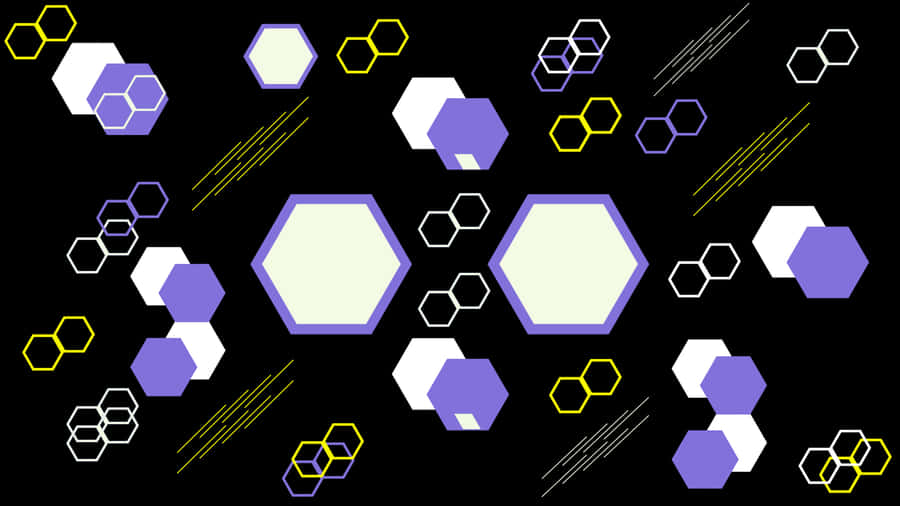 A Purple And Yellow Hexagonal Pattern Wallpaper