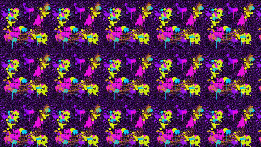 A Purple And Yellow Pattern With Colorful Flowers Wallpaper