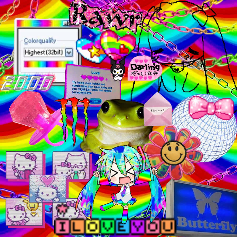 A Rainbow Colored Collage With Many Different Items Wallpaper