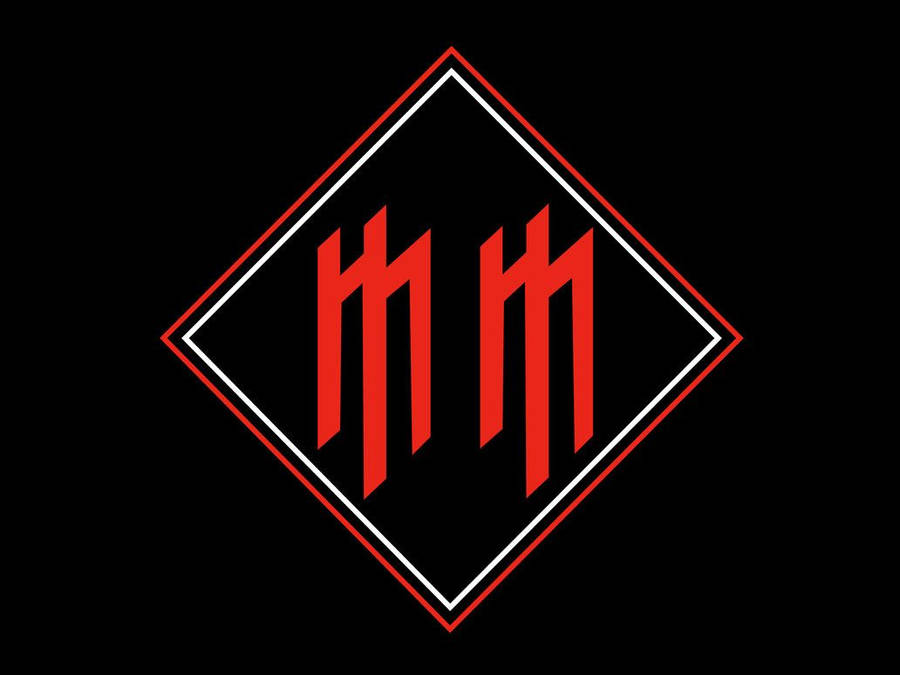 A Red And Black Logo With The Letter M Wallpaper