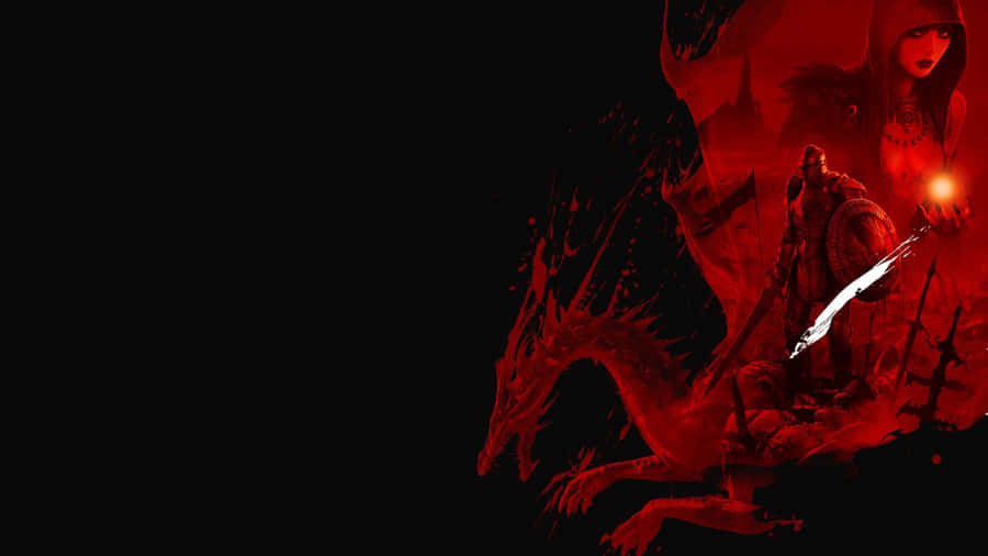 A Red Dragon With A Sword And A Sword Wallpaper