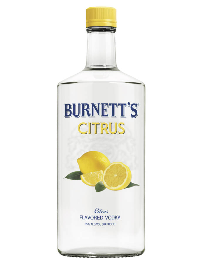 A Refreshing Bottle Of Burnett's Citrus Vodka On Display Wallpaper