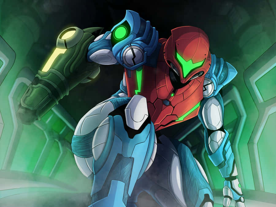 A Robot In A Green And Blue Costume Wallpaper