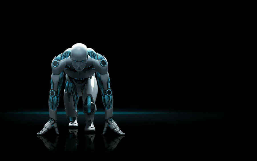 A Robot Is Standing On A Dark Background Wallpaper