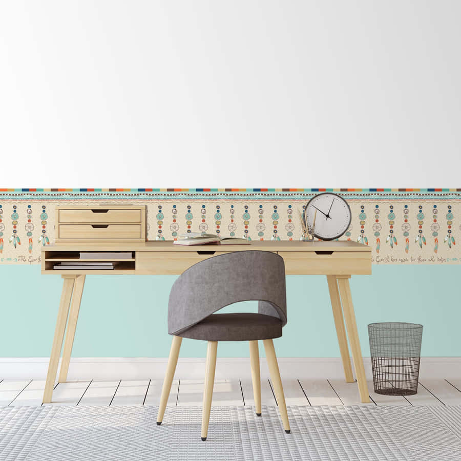 A Room With A Desk And Chair Wallpaper