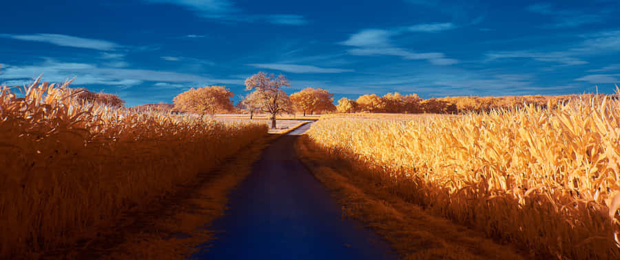 A Scenic View Of An Autumn Landscape. Wallpaper
