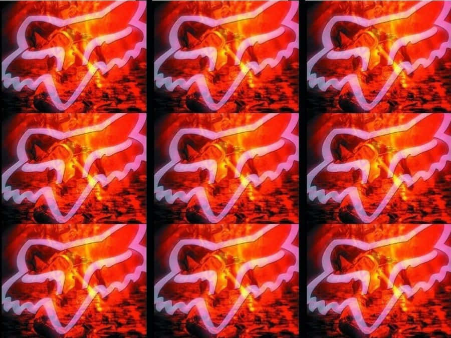 A Series Of Images Of Foxes In Red And Orange Wallpaper