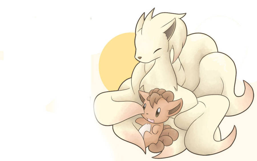 A Simple Drawing Of Ninetales And Vulpix Wallpaper