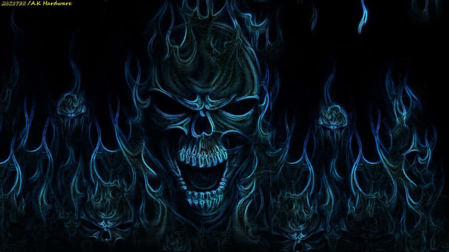 A Skull With Flames On It Wallpaper