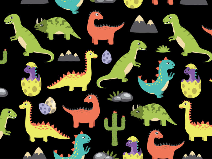 A Smiling Cute Dinosaur Against A Blue Sky Wallpaper