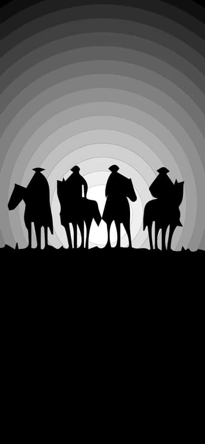 A Solitary Cowboy Silhouette Against A Vibrant Sunset Backdrop On An Iphone Screen Wallpaper