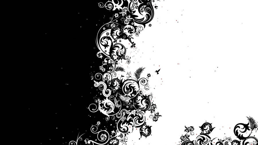 A Split Of Black And White Shapes Wallpaper