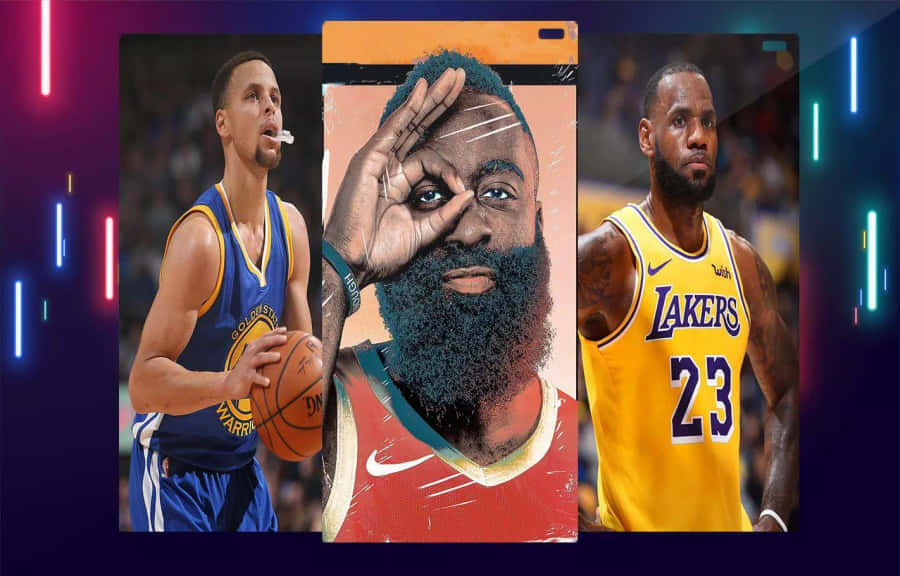 A Star-studded Lineup - The Three Greatest Legends Of The Nba Wallpaper