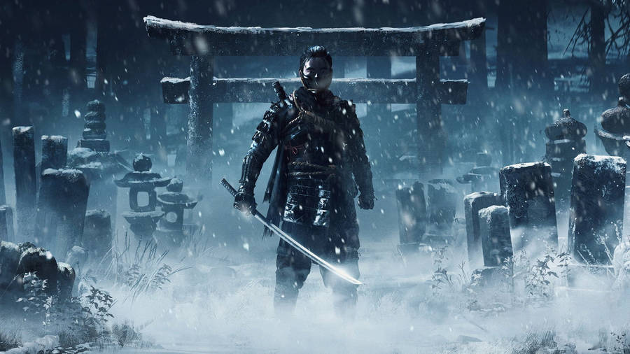 A Stealthy Samurai In The Snow Wallpaper