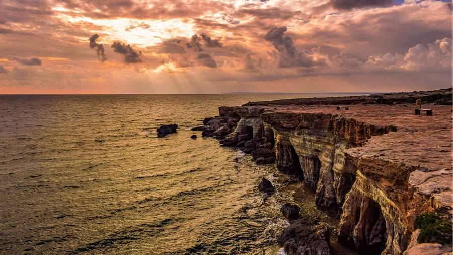 A Stunning Shot Of The Famous Ayia Napa Coastline, Cyprus. Wallpaper