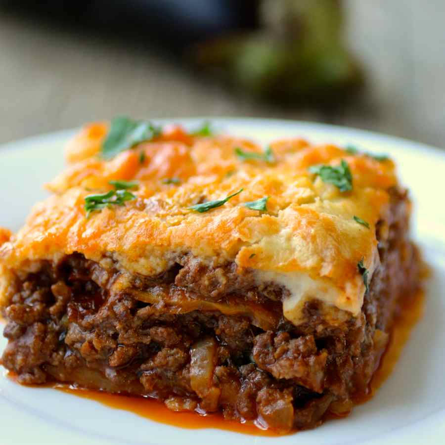 A Tasty Slice Of Baked Moussaka Wallpaper