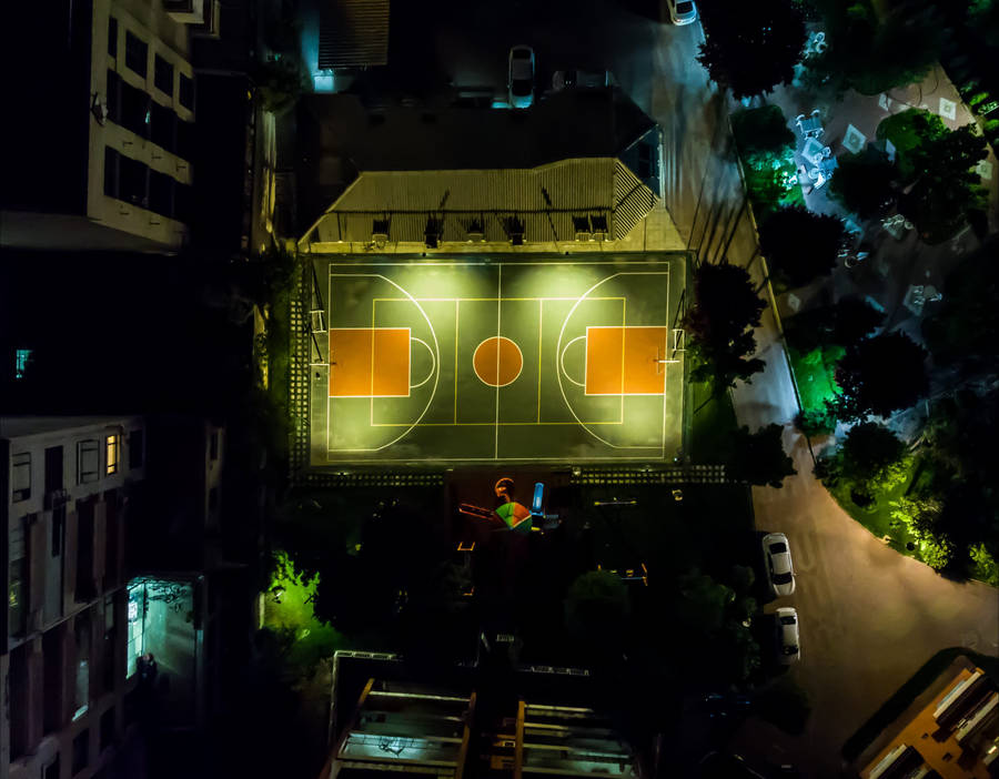 A Vibrant Evening At Konya Basketball Court Wallpaper