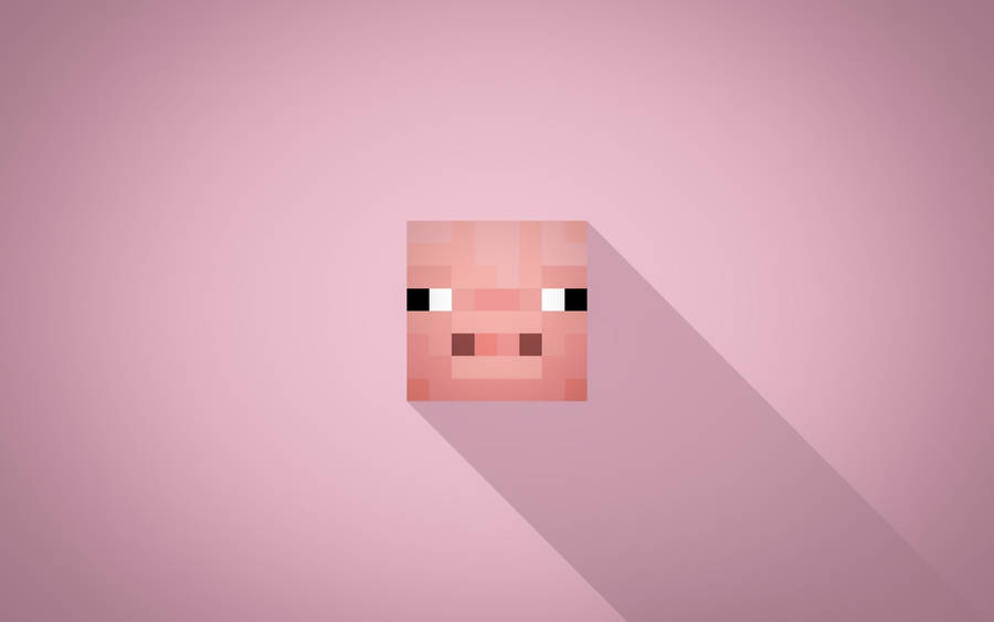 A Vibrant Scene From Minecraft Gaming With Adorable Pink Pig Avatar. Wallpaper