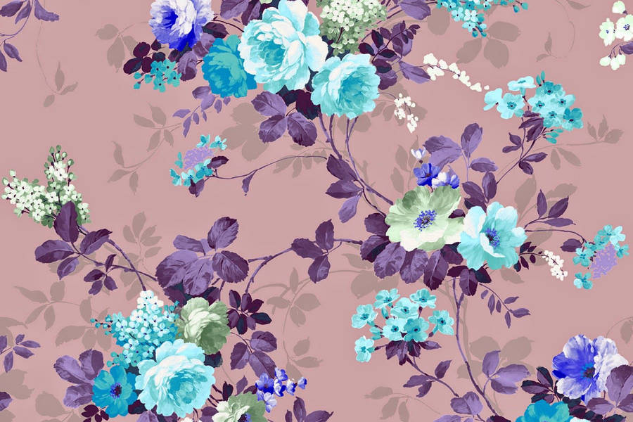 A Vibrant Vintage Floral Art Design Wallpaper