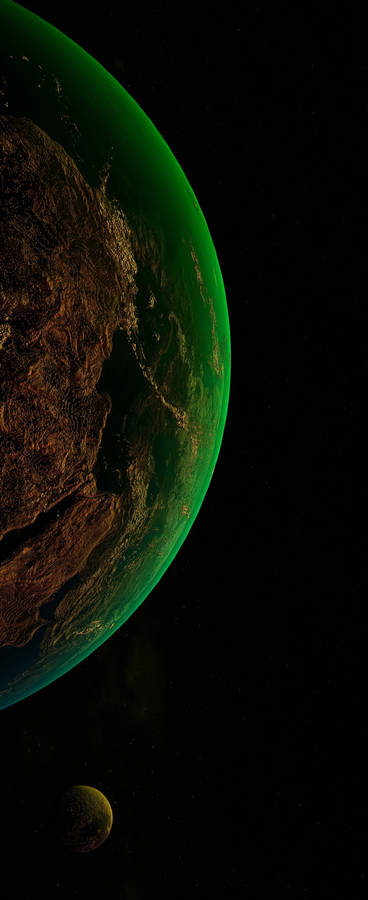 A View Of An Isolated Planet, Illuminated By A Light Reflecting Off Of An Iphone Xs Wallpaper