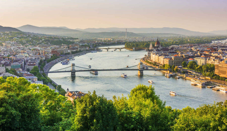 A View Of The Danube River And Budapest City Wallpaper