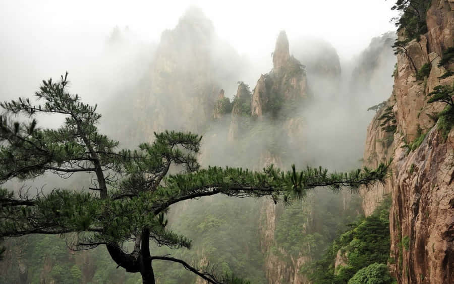 A View Of The Tranquil Waters Of A Mountain Lake Wallpaper