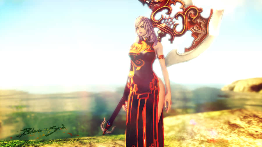 A Warrior Stands Ready To Defend The World From Chaos In Blade And Soul Wallpaper