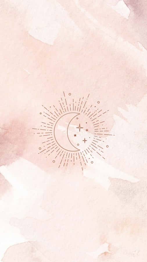 A Watercolor Background With A Sun And Moon Wallpaper