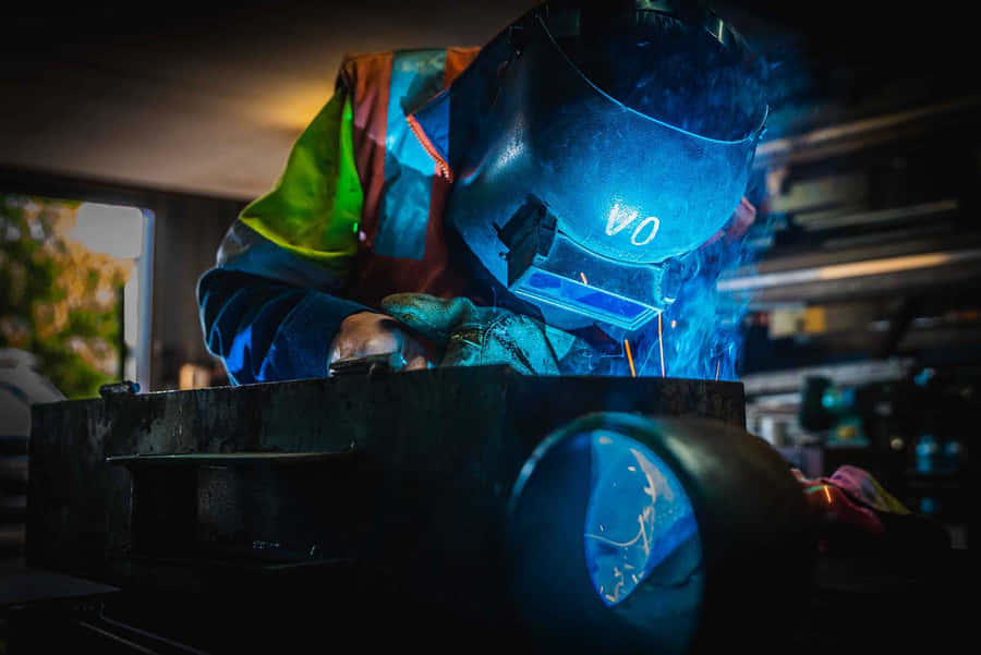 A Welder Working On A Metal Object Wallpaper