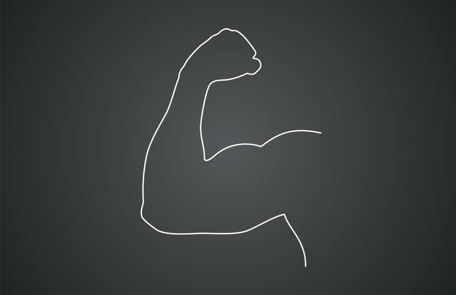 A White Outline Of A Muscle On A Black Background Wallpaper