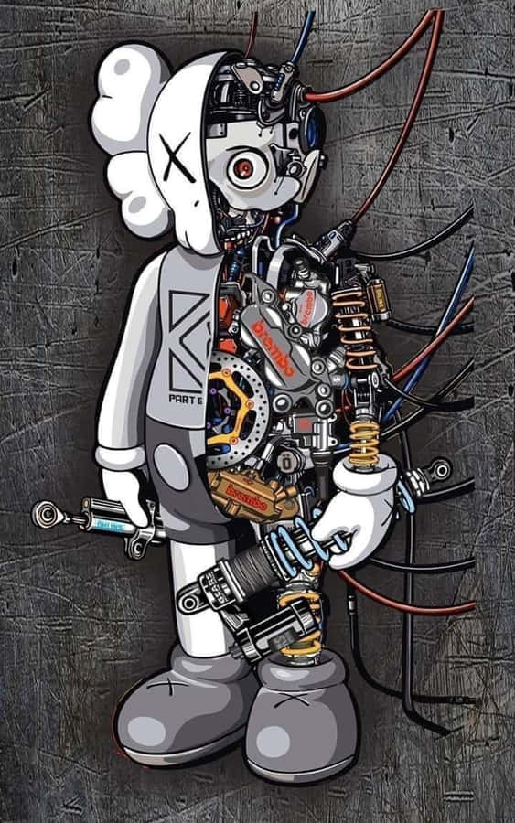 A White Robot With A Lot Of Gears Wallpaper