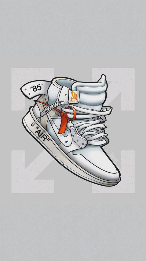 A White Shoe With An Orange Ribbon On It Wallpaper