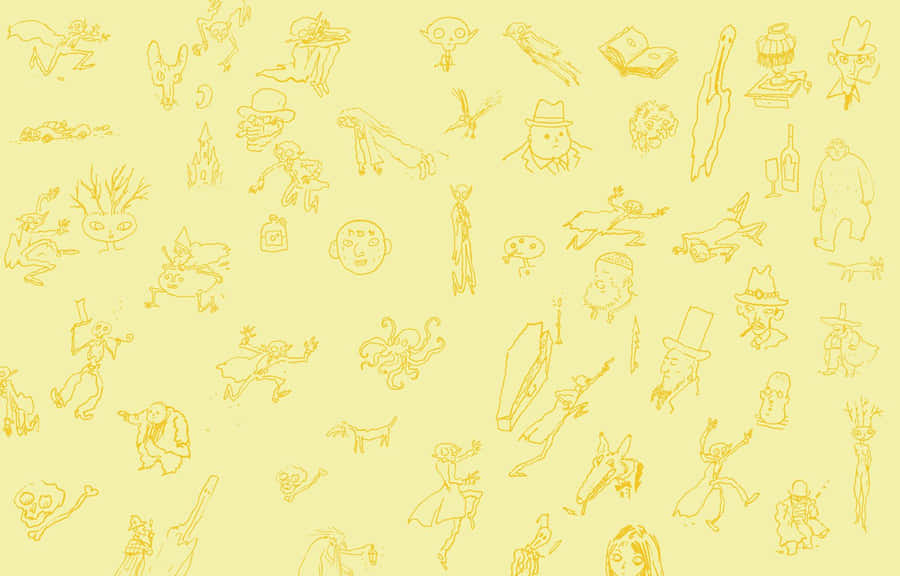 A Yellow Background With A Lot Of Different Things On It Wallpaper