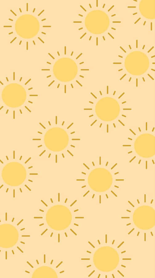 A Yellow Sun Pattern With Suns On It Wallpaper