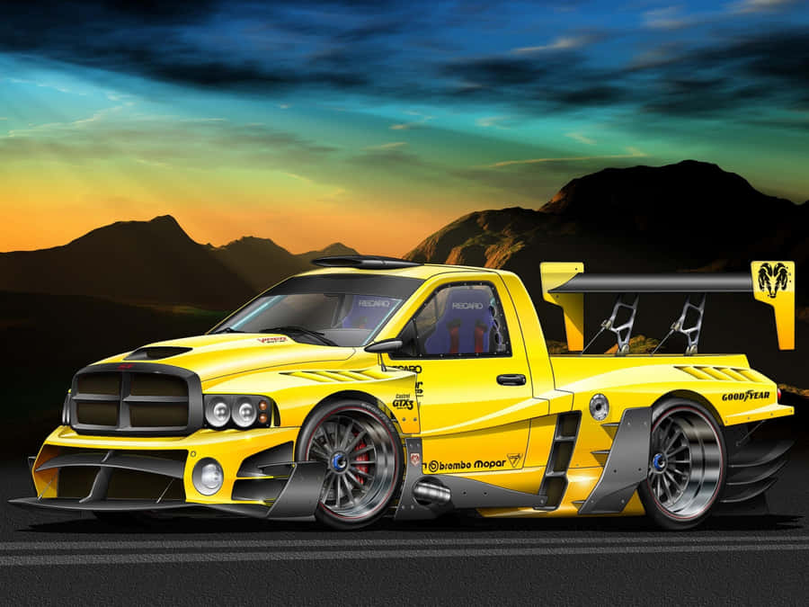 A Yellow Truck On A Road Wallpaper