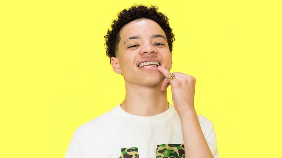 A Young Man With His Mouth Open Is Posing For A Photo Wallpaper