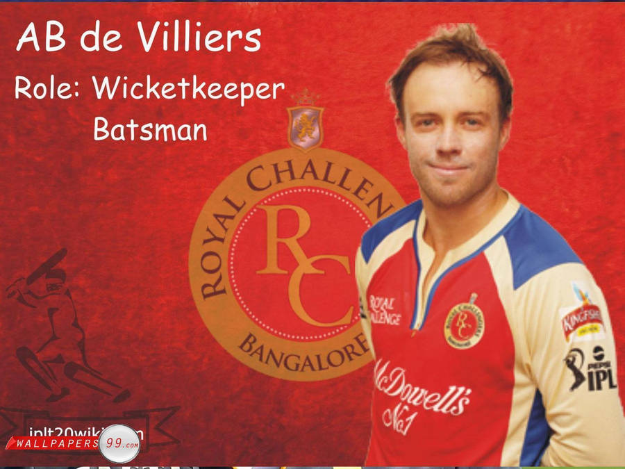 Ab De Villiers Royal Challengers Bangalore Logo Wallpaper