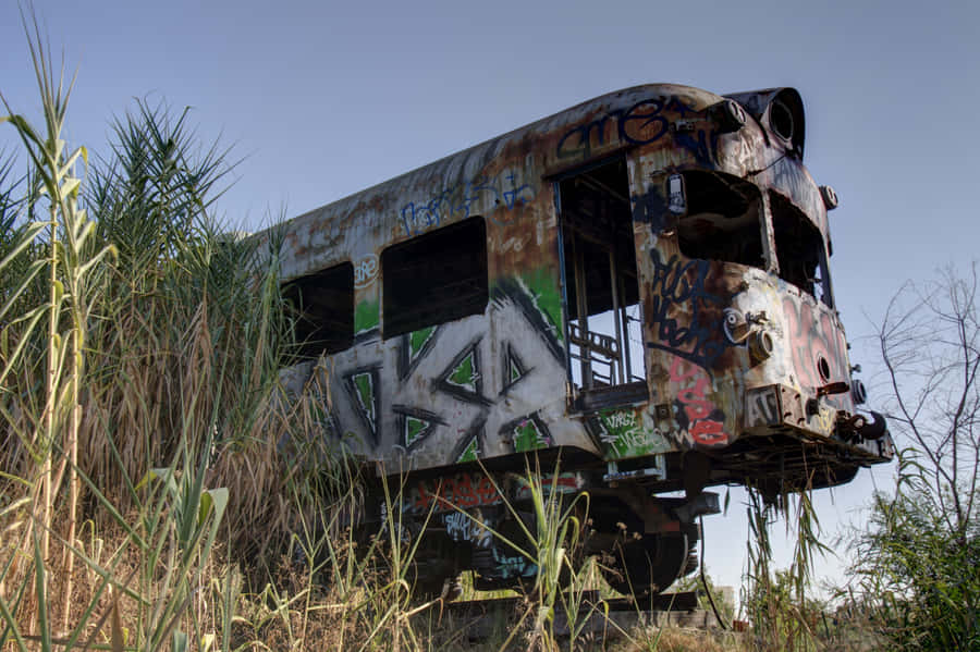 Abandoned Graffiti Train Carriage Wallpaper