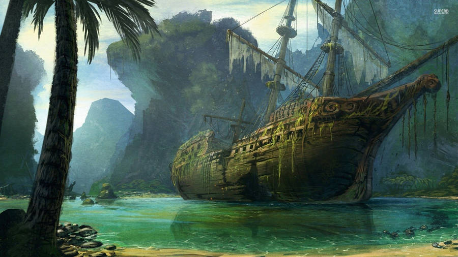 Abandoned Pirate Ship Wallpaper