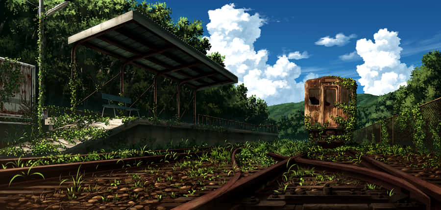 Abandoned Train Station Artwork Wallpaper