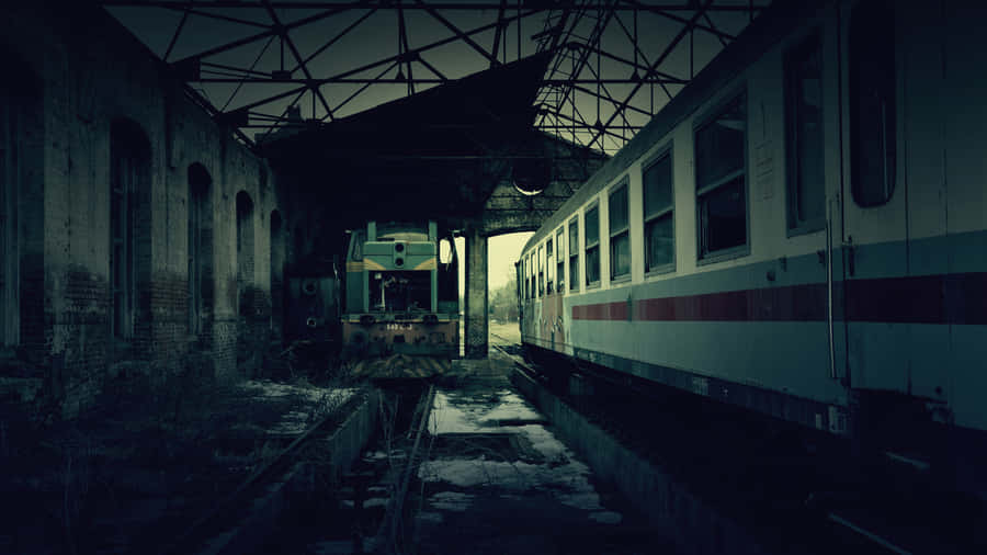 Abandoned Train Stationat Dusk Wallpaper