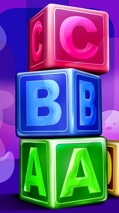 Abc On Neon Blocks Wallpaper