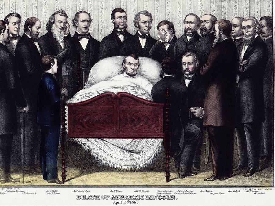 Abraham Lincoln On His Deathbed Illustration Wallpaper