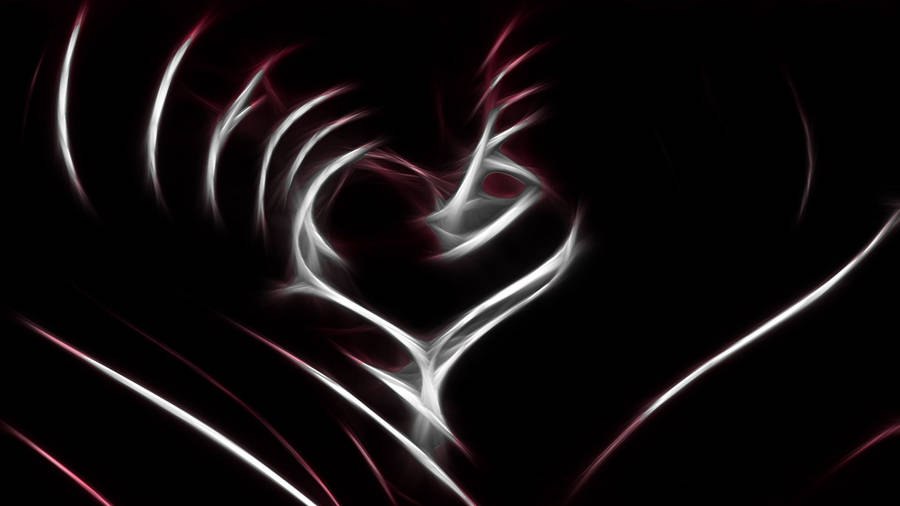 Abstract Black Heart With Stylistic White Lines Wallpaper