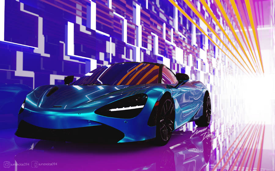 Abstract Blue Mclaren 720s 4k Wallpaper