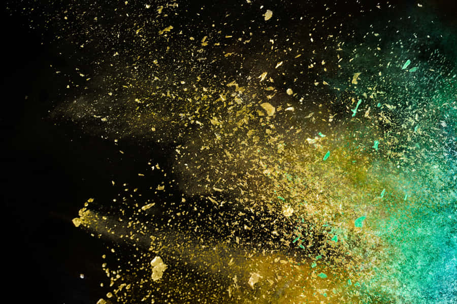 Abstract Golden Splashon Black Background Wallpaper