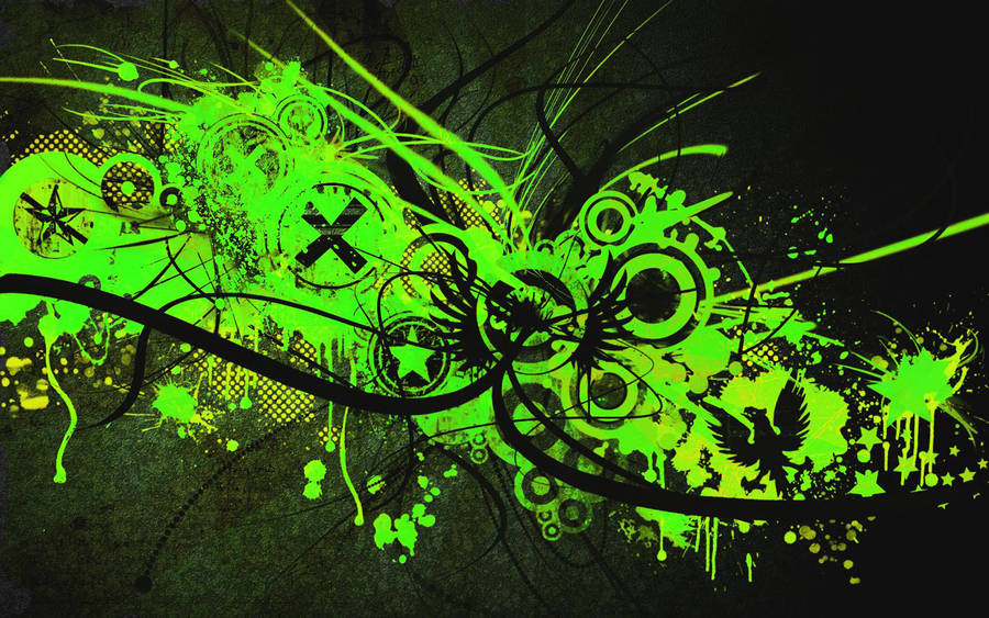 Abstract Green Splash Painting Wallpaper