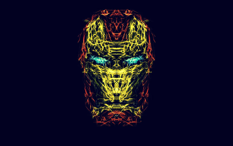 Abstract Neon Robot Face Wallpaper